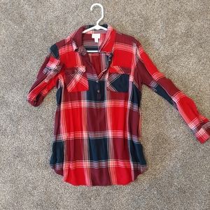 Isabel maternity plaid shirt button up